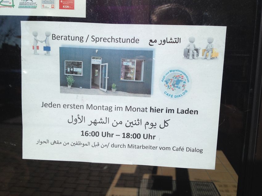 Hinweis auf das Beratungsangebot im Café Dialog in Moringen 