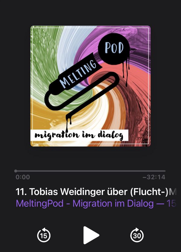 Screenshot des Players der aktuelle Folge des Podcasts MeltingPod – Migration im Dialog