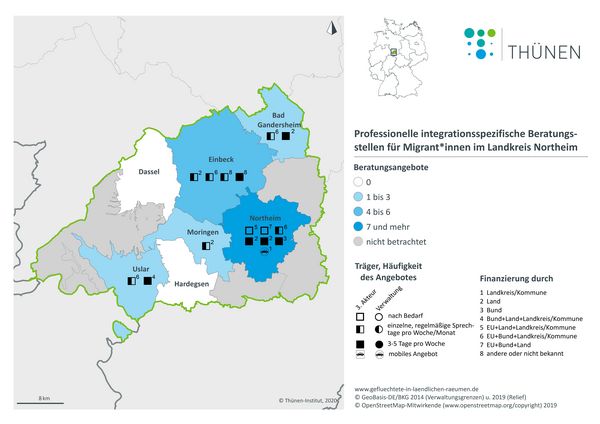 Karte zu den Beratungsstellen für Migraten*innen im Landkreis Northeim